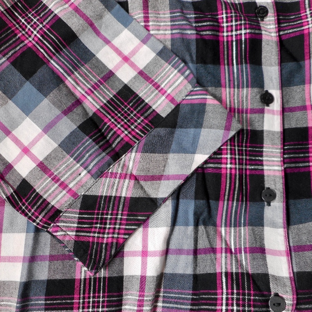 NWT Victoria Secret Flannel Pajama Set XXL 3pc Lounge Black Gray Hot Pink Plaid - Picture 11 of 15